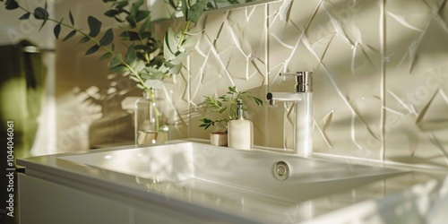 Modern Bathroom Sink With Plants and Sunlight