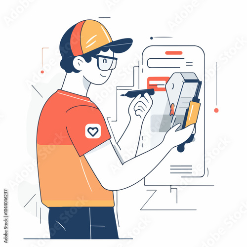 worker with a clipboard  illustration 