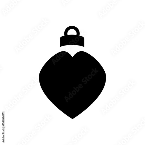 Decoración de Navidad. Logo con silueta de bola de navidad en espacio negativo con corazón para tarjetas y felicitaciones