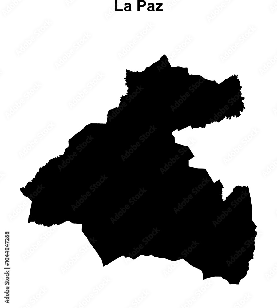 La Paz department blank outline map La Paz department blank outline map