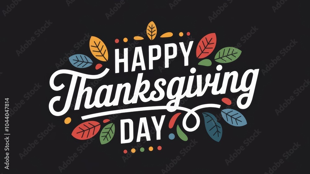 Fototapeta premium Festive Happy Thanksgiving Day design with colorful leaves.