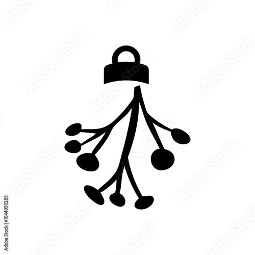 Decoración de Navidad. Logo con silueta de bola de navidad en espacio negativo con ramas con bayas de muérdago o acebo para tarjetas y felicitaciones