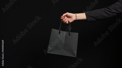 Black Friday Concept. Black Shopping Bag.  photo