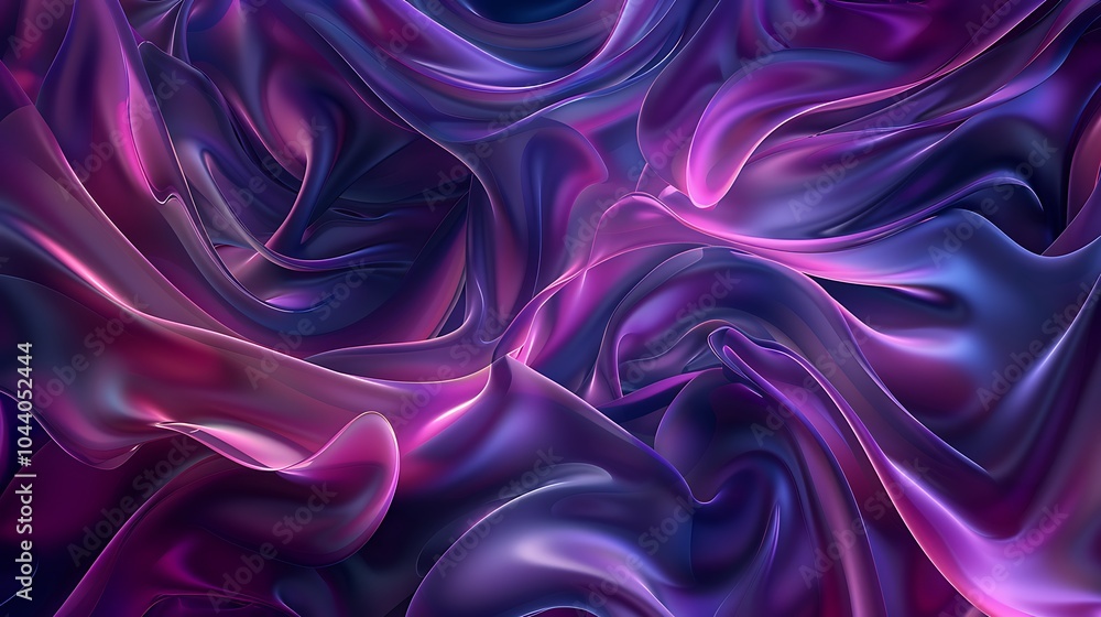 Obraz premium Vibrant Abstract Digital Art with Flowing Waves, Neon Lights, and Futuristic Fluid Design Elements