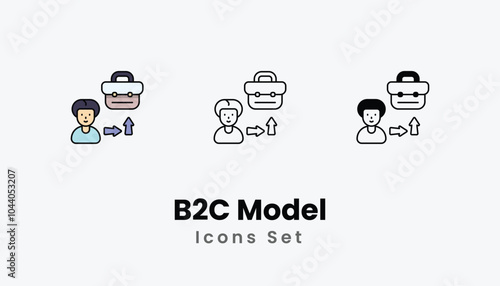 B2C Model Icons thin line and glyph vector icon stock illustration