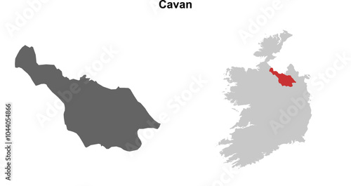 Cavan county blank outline map set photo