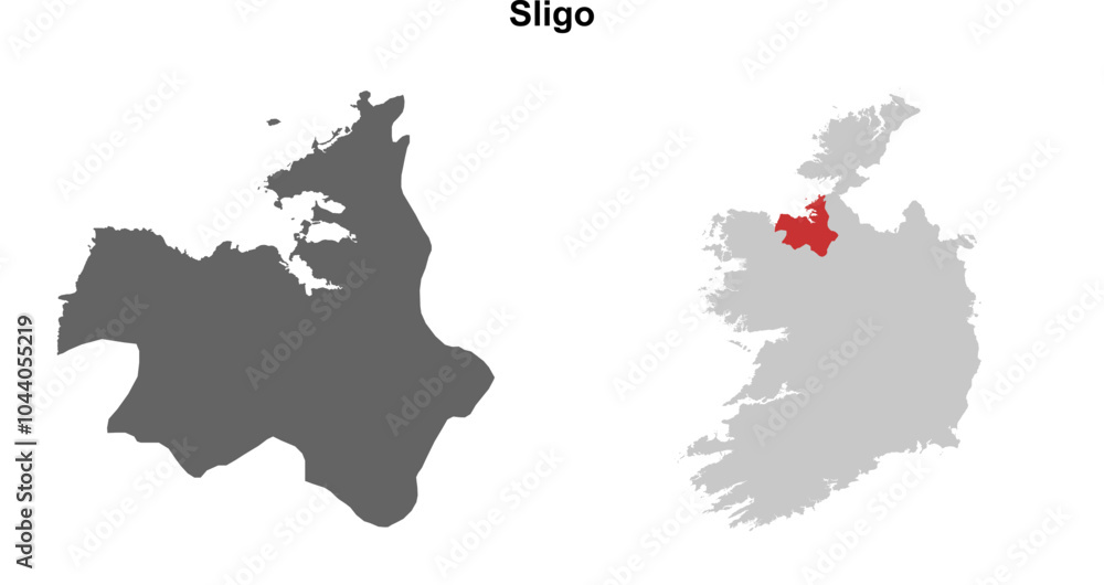 Fototapeta premium Sligo county blank outline map set