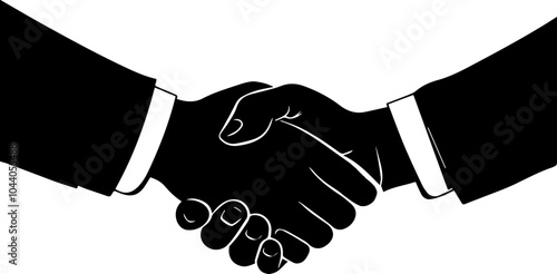 Minimalist Black Silhouette Handshake Icon for Finance and Business Deals