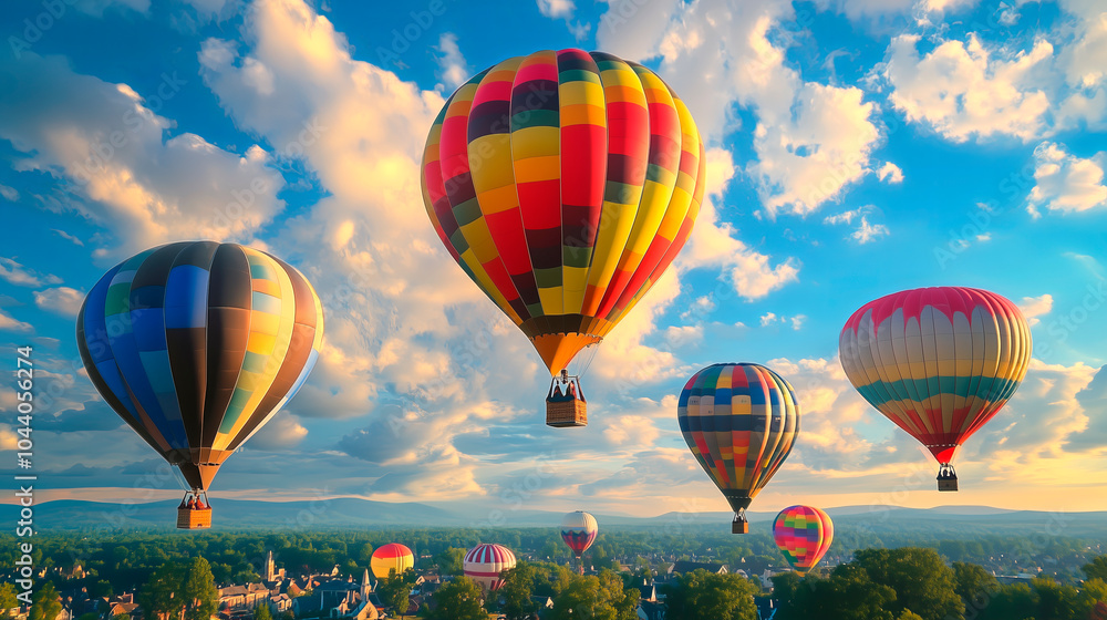 Obraz premium Colorful hot air balloons over the city, hot air balloon festival
