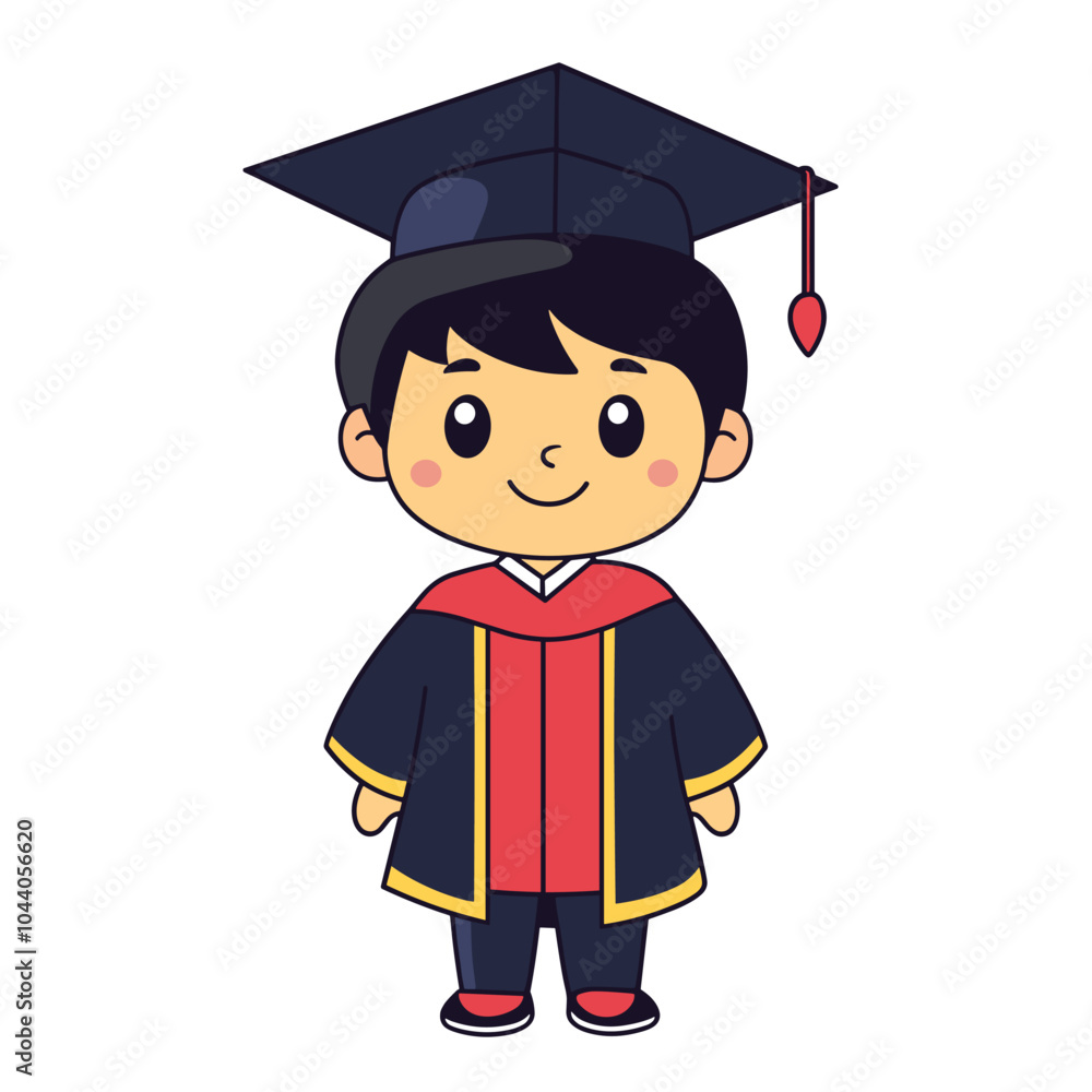 vector simple drawing boy in master's clothes .Generative AI vector simple drawing boy in master's clothes .Generative AI