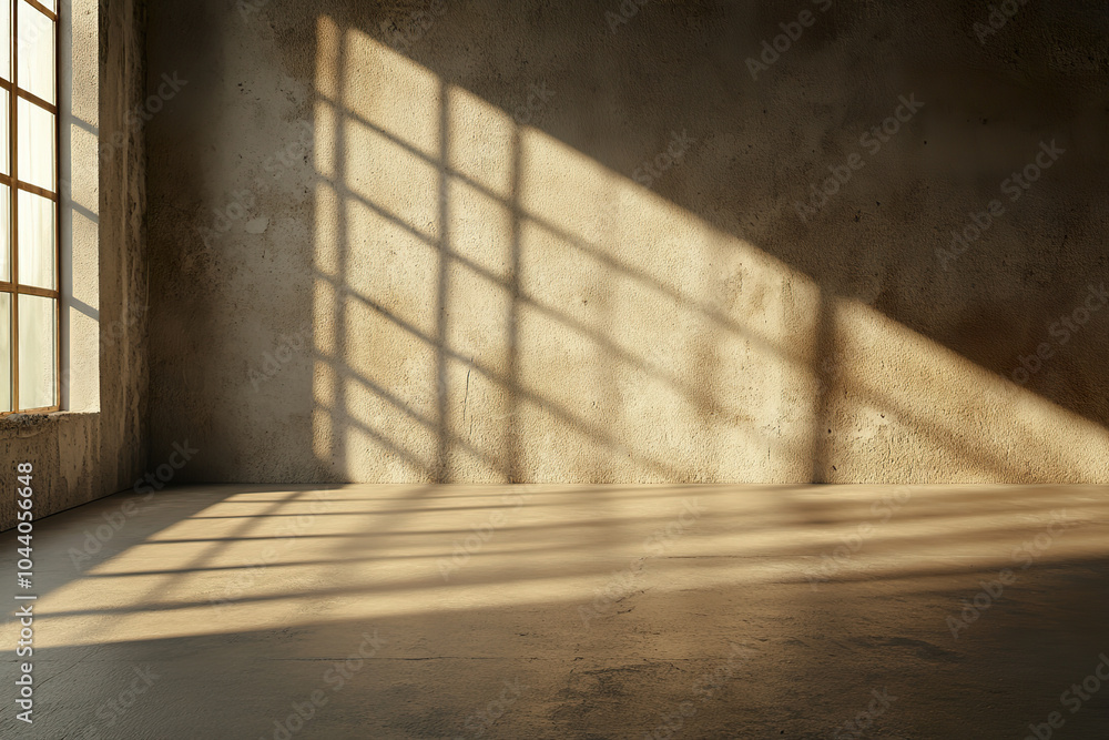Sunlit concrete wall with window shadows Sunlit concrete wall with window shadows