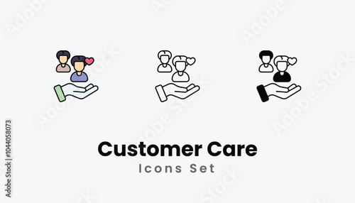 Customer Care Icons thin line and glyph vector icon stock illustration