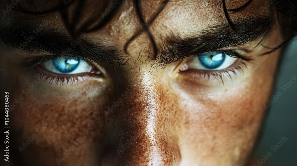 Close-up of a man with piercing blue eyes Close-up of a man with piercing blue eyes