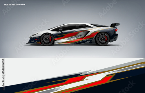 supercar wrap livery design red and black grey color combination for universal medium vector eps10 ready to print printable file