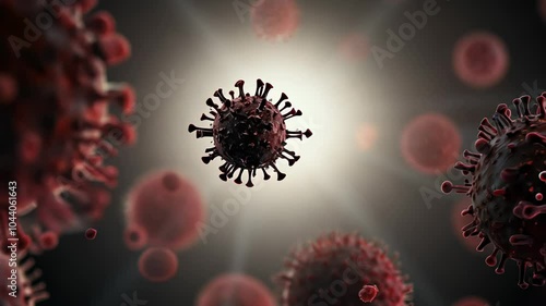 Virus particle floating against a dark background, with glowing red highlights. video
