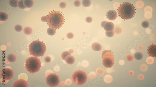 Close-up of virus particles floating in a blurry background. video
