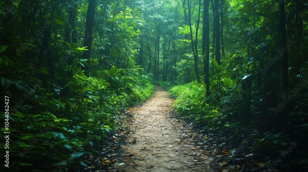 Fototapeta premium Forest trail with a canopy of leaves