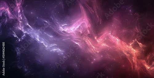 Cosmic Nebula With Pink And Purple Clouds In Space