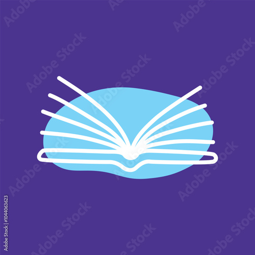 Doodle book icon handdrawn with thin line and colored with colorful blobs. Hardcover literature symbol. Vector illustration