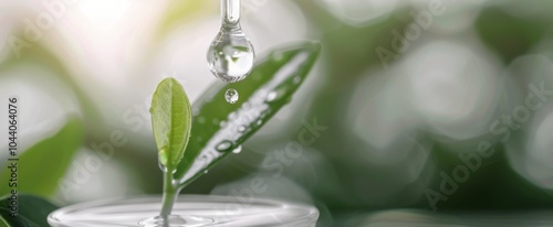Water Droplet Falling on Plant Leaf