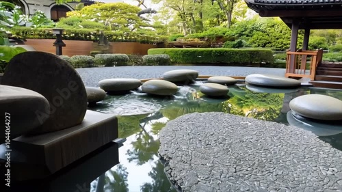 Peaceful zen garden with stones Generative AI