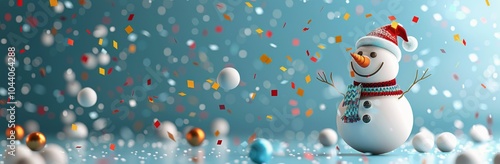 Snowman Celebrating With Confetti
