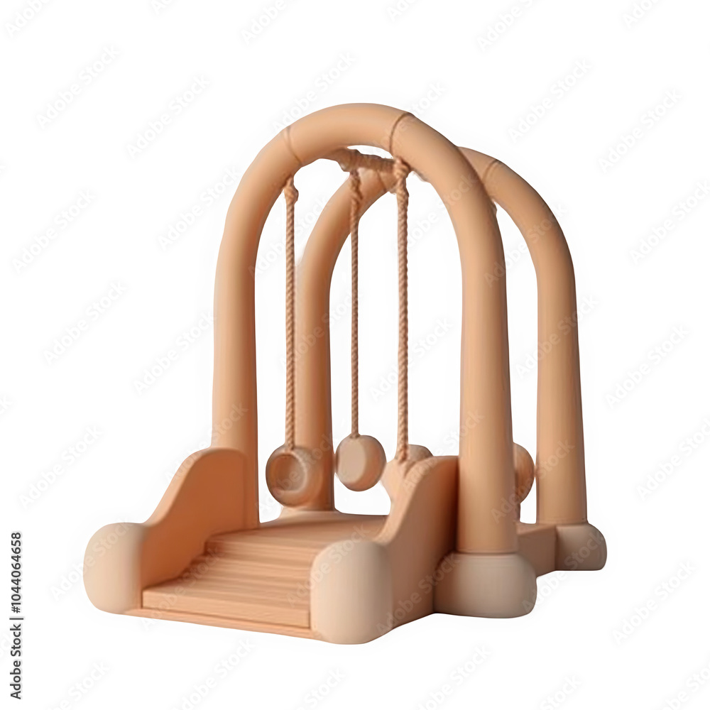 Playground swings 3d icon PNG, cartoon style minimal on transparent, isolate on white background