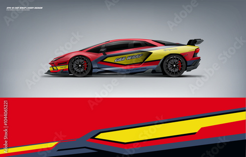 supercar wrap livery design red and black grey color combination for universal medium vector eps10 ready to print printable file