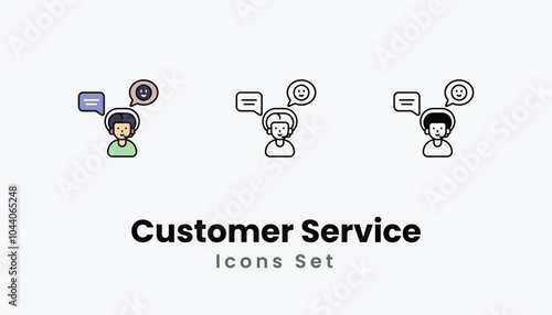 Customer Service Icons thin line and glyph vector icon stock illustration