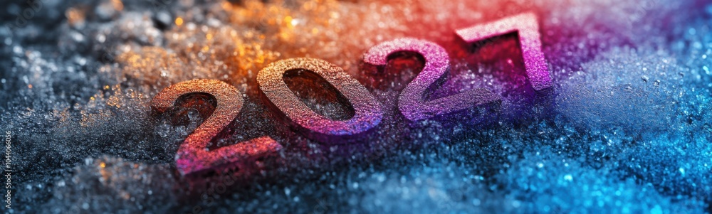 A close up of a colorful sign that reads 2027 on a black background, new year, 2027 A close up of a colorful sign that reads 2027 on a black background, new year, 2027