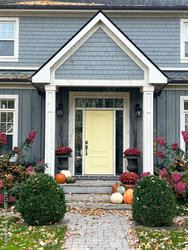 Fall and autumn exterior landscaping garden and home decor.