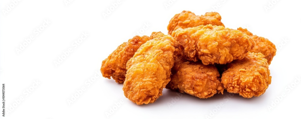 Fried chicken nuggets with garlic sauce, food element, realistic, crispy coating, isolated on white background Fried chicken nuggets with garlic sauce, food element, realistic, crispy coating, isolated on white background