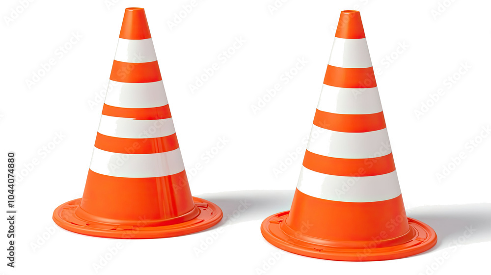 Orange Traffic Cones With White Stripes on Transparent Background Generative AI Orange Traffic Cones With White Stripes on Transparent Background Generative AI