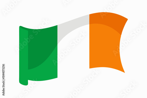 St. Patrick’s Day Irish Flag Waving Vector illustration on a white background