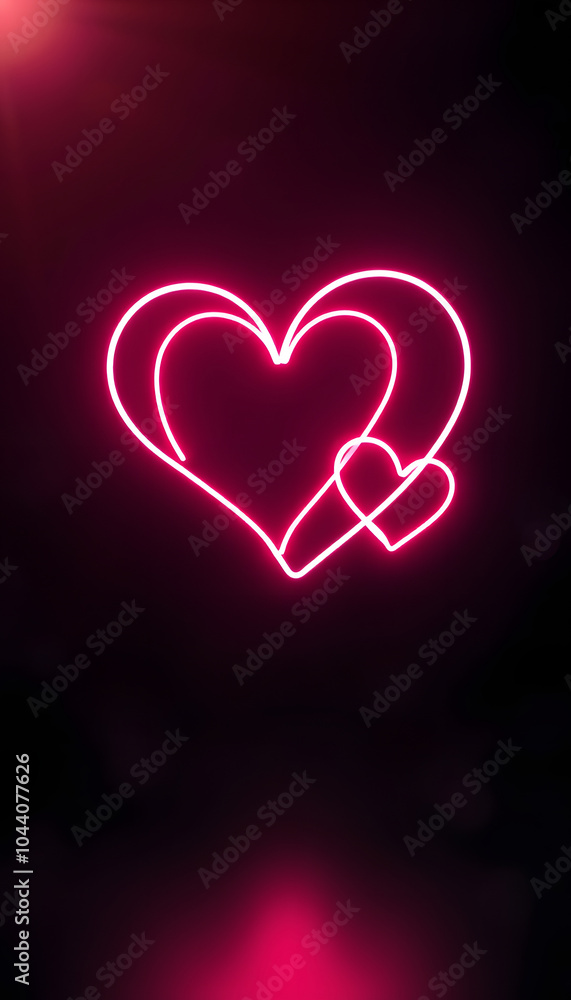 Neon glowing thread hearts love symbol sign icon logo. Heart in the night isolated with white highlights, png Neon glowing thread hearts love symbol sign icon logo. Heart in the night isolated with white highlights, png