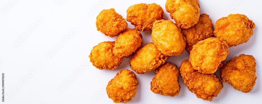 Spicy fried chicken nuggets, food element, detailed, crispy texture, isolated on white background Spicy fried chicken nuggets, food element, detailed, crispy texture, isolated on white background