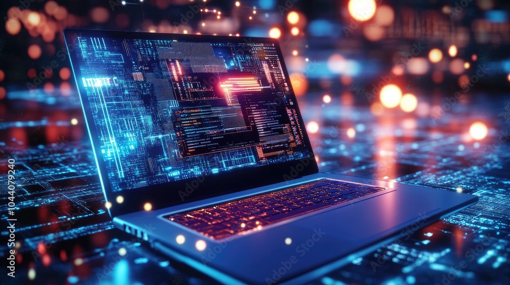 Futuristic Laptop with Interactive Display Technology Futuristic Laptop with Interactive Display Technology