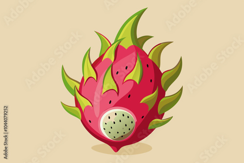  Delicious fruit dragon vector art illustration