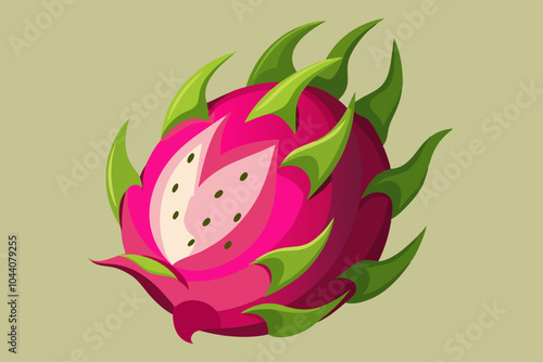  Delicious fruit dragon vector art illustration