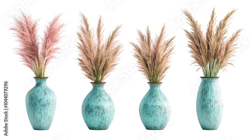 Decorative Pampas Grasses in Vases for Stylish Home Decor Display Generative AI
