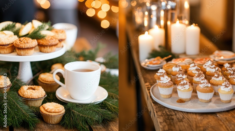 Cozy Winter Wedding Dessert Station with Treats and Drinks Cozy Winter Wedding Dessert Station with Treats and Drinks