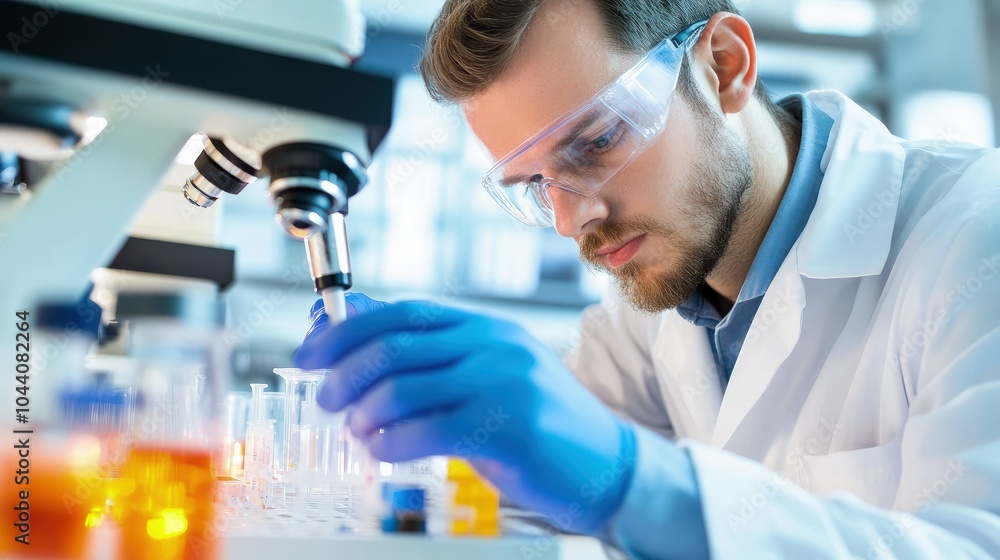 Fototapeta premium Researcher Analyzing Test Results in Laboratory Setting