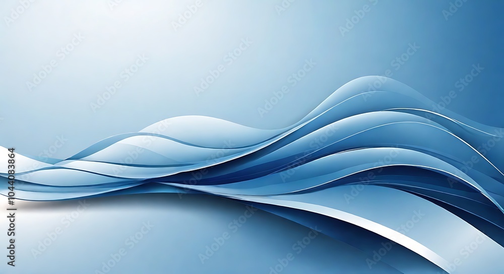 Obraz premium Abstract Blue and White Wavy Background with Smooth Curves and Depth