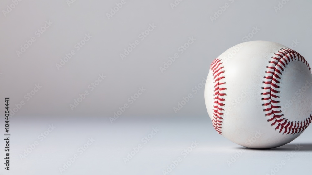 Single Floating Baseball on Minimalist Background Single Floating Baseball on Minimalist Background