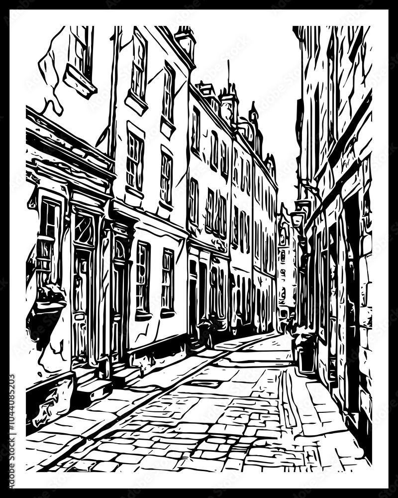 City Architecture. Black and white illustration. Printable pattern for wall decorations. City Architecture. Black and white illustration. Printable pattern for wall decorations.
