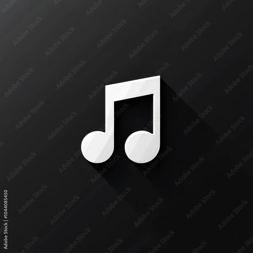 White Music Note Icon on Black Background White Music Note Icon on Black Background