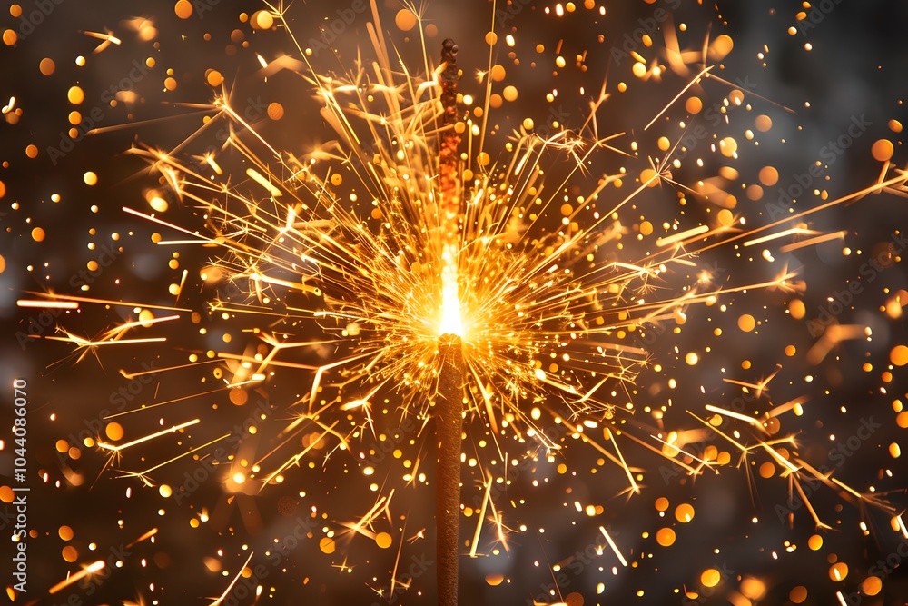 Fototapeta premium Captivating Sparkler Illuminating the Night with Dazzling Sparks