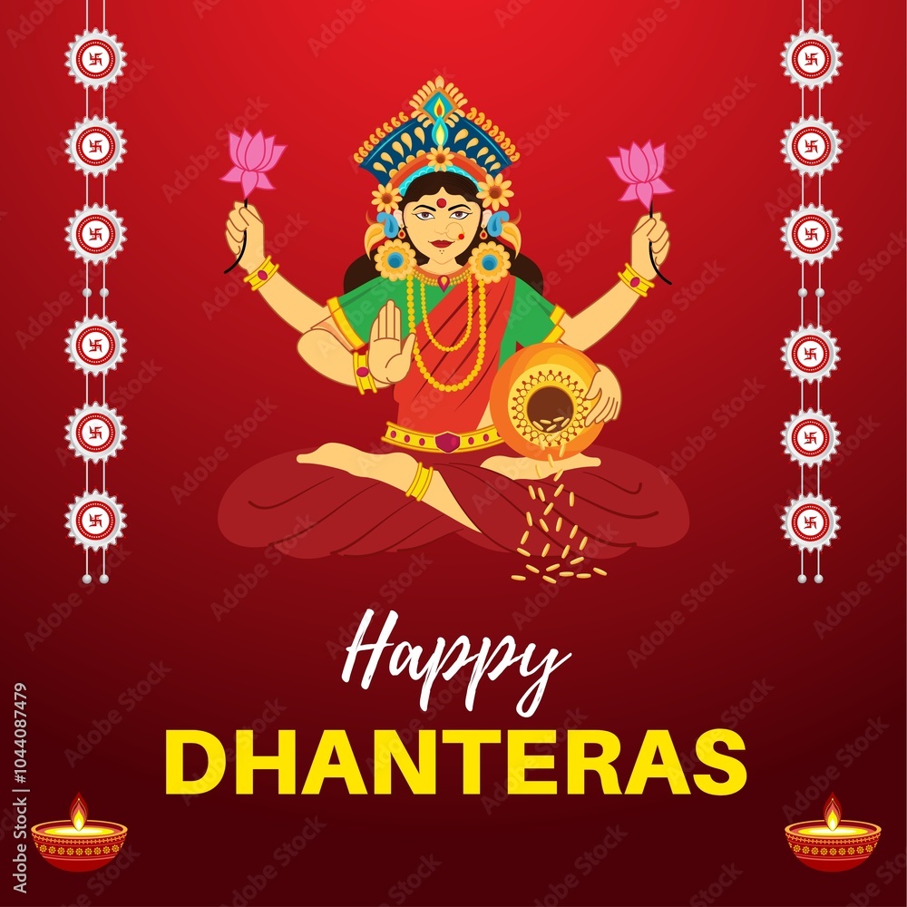 Obraz premium Happy Dhanteras Social Media Post Design