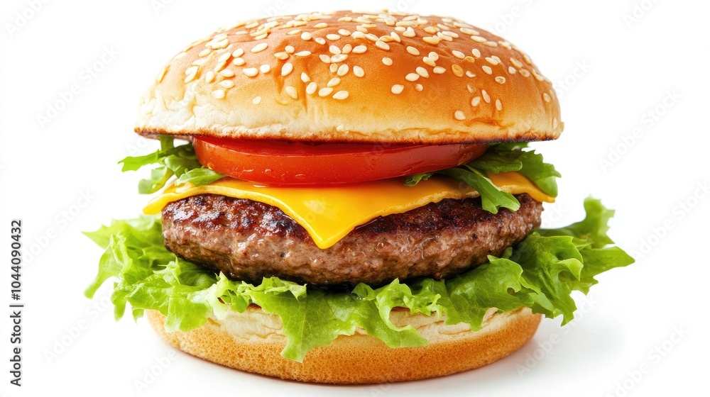 Fresh Juicy Cheeseburger with Sesame Seed Bun Fresh Juicy Cheeseburger with Sesame Seed Bun