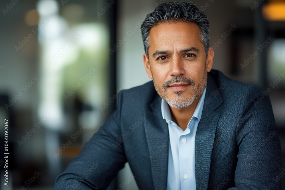 Obraz premium Confident businessman in office setting